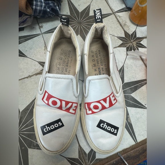 Roi du lac x Joshua Sanders White Love/Choose Graphic Slip on Sneakers - Picture 4 of 7